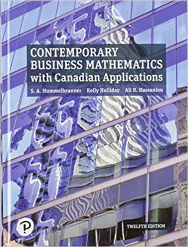 9780135405871 Contemporary Business Mathematics With Canadian Applications